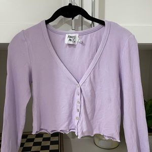 Purple Cropped Cardigan